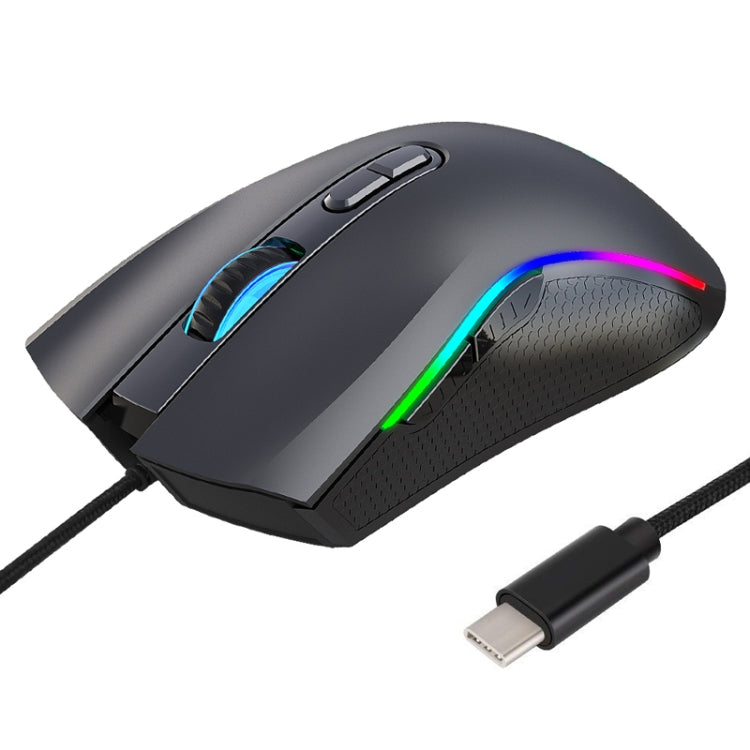 HXSJ A869 Type-C 7200dpi 6-modes Adjustable 7-keys RGB Light Wired Game Mouse - Wired Mice by HXSJ | Online Shopping South Africa | PMC Jewellery | Buy Now Pay Later Mobicred