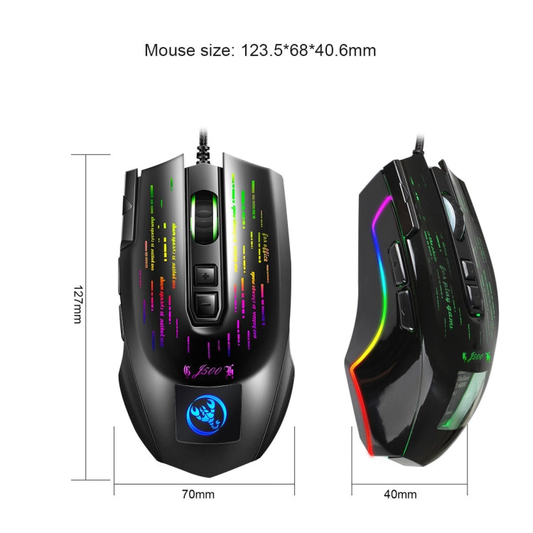 HXSJ J500 7 Keys RGB Programmable Display Screen Gaming Wired Mouse - Wired Mice by HXSJ | Online Shopping South Africa | PMC Jewellery | Buy Now Pay Later Mobicred