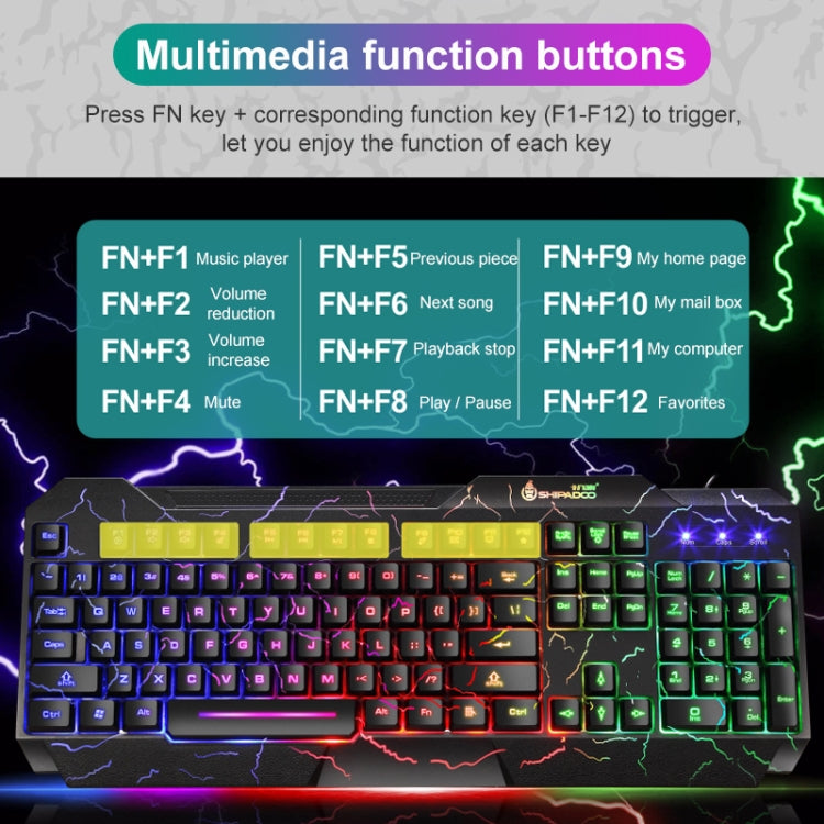 SHIPADOO D620 104-key Wired RGB Color Cracked Backlight Gaming Keyboard Mouse Kit for Laptop, PC - Wired Keyboard by SHIPADOO | Online Shopping South Africa | PMC TechLife | Buy Now Pay Later Mobicred
