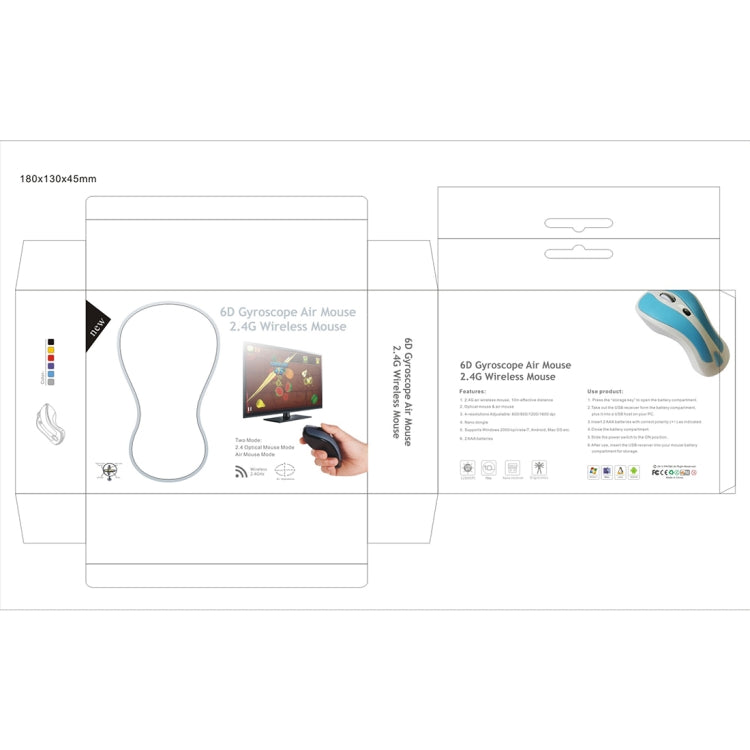 PR-01 6D Gyroscope Fly Air Mouse 2.4G USB Receiver 1600 DPI Wireless Optical Mouse for Computer PC Android Smart TV Box (Purple + Black) - free shipping - PMC Jewellery - Order now!
