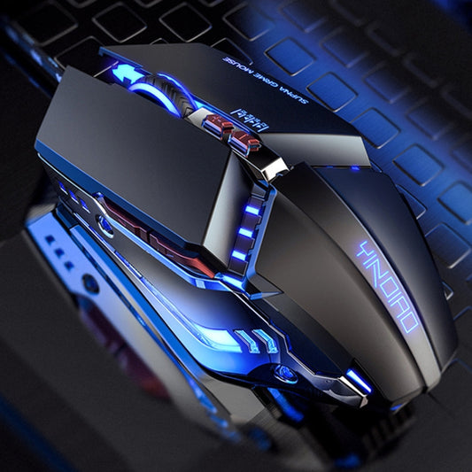 YINDIAO 3200DPI 4-modes Adjustable 7-keys RGB Light Wired Metal Mechanical Hard Core Macro Mouse, Style: Silent Version (Black) - Wired Mice by YINDIAO | Online Shopping South Africa | PMC Jewellery | Buy Now Pay Later Mobicred