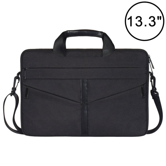 13.3 inch Breathable Wear-resistant Fashion Business Shoulder Handheld Zipper Laptop Bag with Shoulder Strap (Black) - 13.3 inch by PMC Jewellery | Online Shopping South Africa | PMC Jewellery | Buy Now Pay Later Mobicred