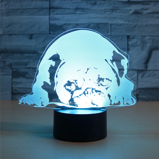 Prostrated Dog Shape 3D Colorful LED Vision Light Table Lamp, 16 Colors Remote Control Version - Novelty Lighting by PMC Jewellery | Online Shopping South Africa | PMC Jewellery | Buy Now Pay Later Mobicred