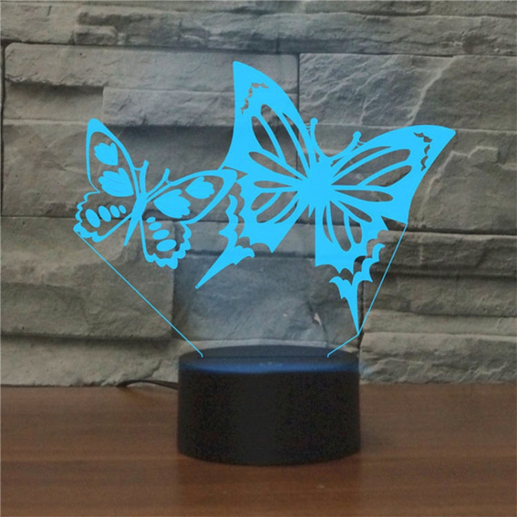 Two Butterflies Shape 3D Colorful LED Vision Light Table Lamp, USB Touch Version - Novelty Lighting by PMC TechLife | Online Shopping South Africa | PMC TechLife | Buy Now Pay Later Mobicred