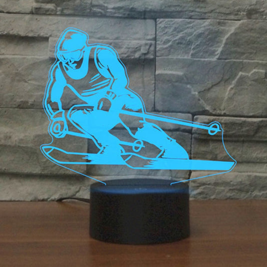 Skiing Shape 3D Colorful LED Vision Light Table Lamp, USB Touch Version - Novelty Lighting by PMC Jewellery | Online Shopping South Africa | PMC Jewellery | Buy Now Pay Later Mobicred