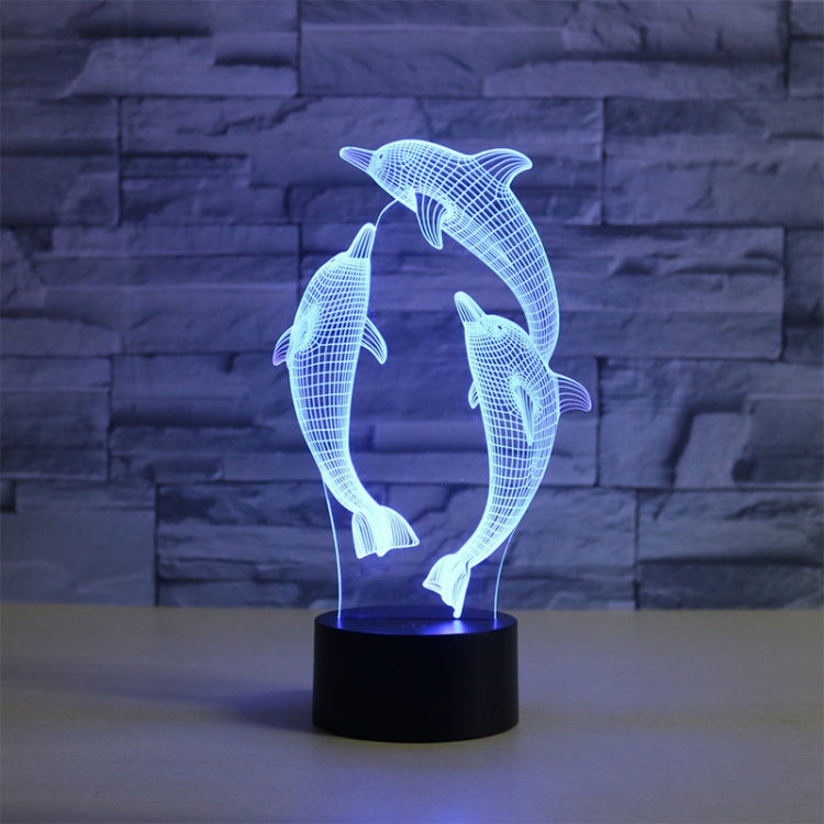 Three Dolphins Shape 3D Colorful LED Vision Light Table Lamp, USB Touch Version - free shipping - PMC TechLife - Order now!
