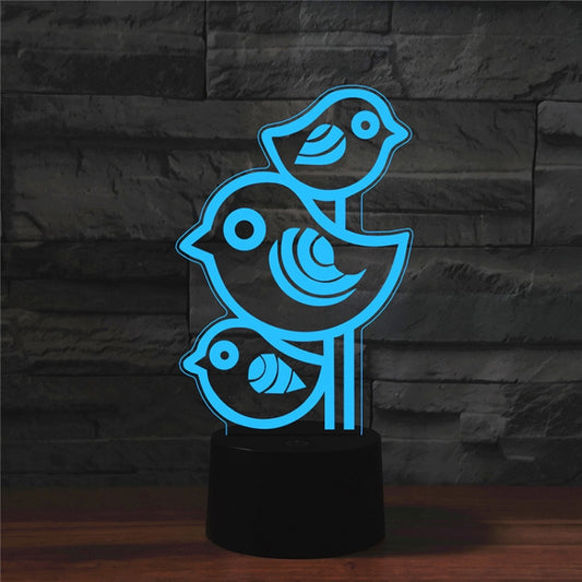 Three Birds Shape 3D Colorful LED Vision Light Table Lamp, Crack Remote Control Version - Novelty Lighting by PMC Jewellery | Online Shopping South Africa | PMC Jewellery | Buy Now Pay Later Mobicred