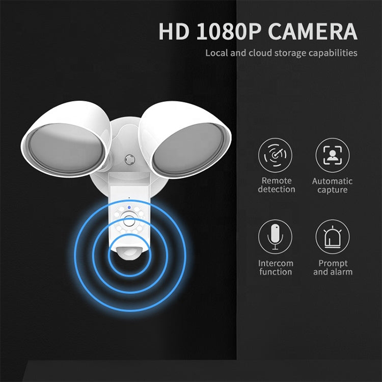 20W LED Smart Sensor Outdoor Floodlight with 1080P Security Camera, 3000K Warm Light (Black) - free shipping - PMC Jewellery - Order now!