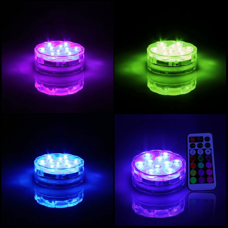 Waterproof Submersible LED Light, 10 LEDs Cylinder Remote Controlled with Remote Controllor, Remote Control Range(in Open Area): 24-30 Feet - Underwater Lights by PMC Jewellery | Online Shopping South Africa | PMC Jewellery