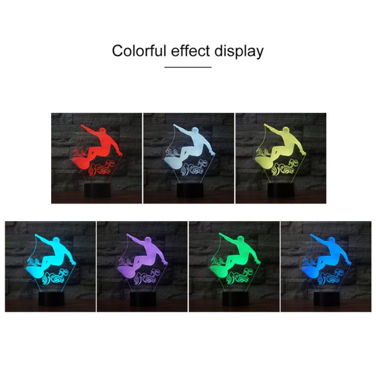 Surf Riding Shape 3D Colorful LED Vision Light Table Lamp, Charging Touch Version - Novelty Lighting by PMC TechLife | Online Shopping South Africa | PMC TechLife | Buy Now Pay Later Mobicred