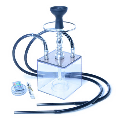 Cube Acrylic Double Pipe Hookah Set - Hookah Accessories by PMC Jewellery | Online Shopping South Africa | PMC Jewellery