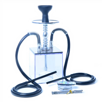 Cube Acrylic Double Pipe Hookah Set - Hookah Accessories by PMC Jewellery | Online Shopping South Africa | PMC Jewellery