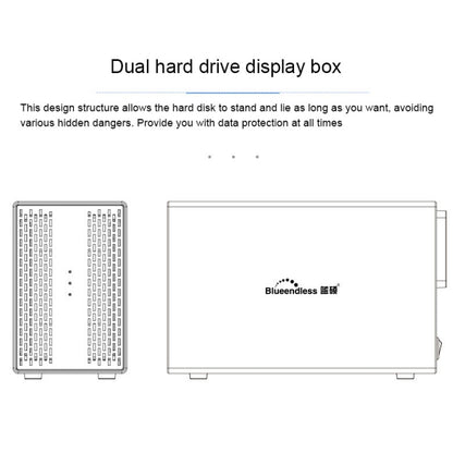 Blueendless USB-B Interface 3.5 inch 2 Bay RAID Combination Array HDD External Enclosure (US Plug) - HDD Enclosure by Blueendless | Online Shopping South Africa | PMC Jewellery | Buy Now Pay Later Mobicred