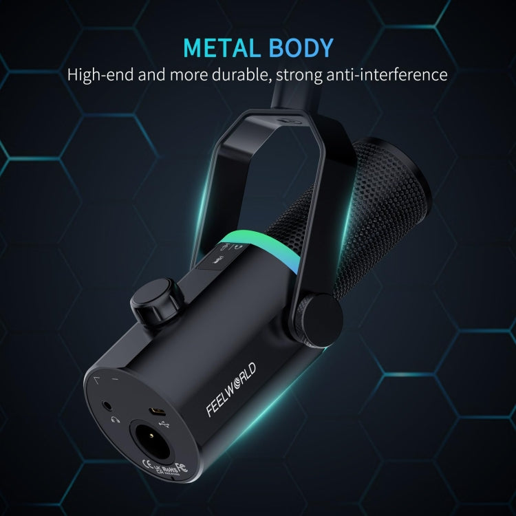 FEELWORLD PM1-XS XLR/USB Dynamic Microphone for Podcasting Recording Gaming Live Streaming (Black) - Microphone by FEELWORLD | Online Shopping South Africa | PMC TechLife | Buy Now Pay Later Mobicred