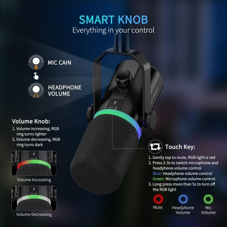 FEELWORLD PM1-XS XLR/USB Dynamic Microphone for Podcasting Recording Gaming Live Streaming (Black) - Microphone by FEELWORLD | Online Shopping South Africa | PMC TechLife | Buy Now Pay Later Mobicred