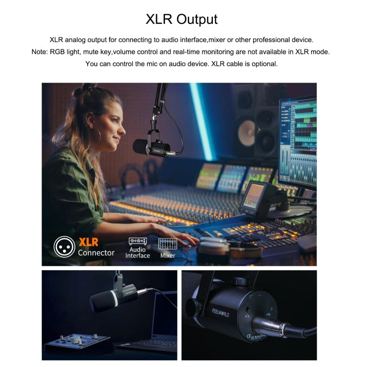 FEELWORLD PM1-XS XLR/USB Dynamic Microphone for Podcasting Recording Gaming Live Streaming (Black) - Microphone by FEELWORLD | Online Shopping South Africa | PMC TechLife | Buy Now Pay Later Mobicred