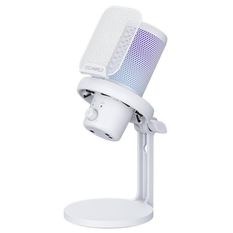 FEELWORLD VM1 USB Condenser Gaming Microphone for Streaming Noise Cancellation Mute RGB Light Desktop Stand (White) - Microphone by FEELWORLD | Online Shopping South Africa | PMC TechLife | Buy Now Pay Later Mobicred