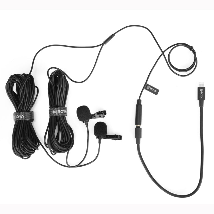 BOYA BY-M2D 8 Pin Interface Omnidirectional Lavalier Bimitral Head Digital Microphone, Length: 6m (Black) - Microphone by BOYA | Online Shopping South Africa | PMC Jewellery | Buy Now Pay Later Mobicred