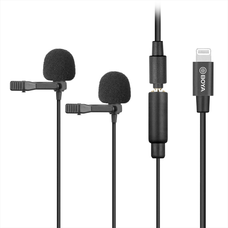 BOYA BY-M2D 8 Pin Interface Omnidirectional Lavalier Bimitral Head Digital Microphone, Length: 6m (Black) - Microphone by BOYA | Online Shopping South Africa | PMC Jewellery | Buy Now Pay Later Mobicred