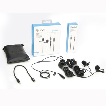 BOYA BY-M2D 8 Pin Interface Omnidirectional Lavalier Bimitral Head Digital Microphone, Length: 6m (Black) - Microphone by BOYA | Online Shopping South Africa | PMC Jewellery | Buy Now Pay Later Mobicred