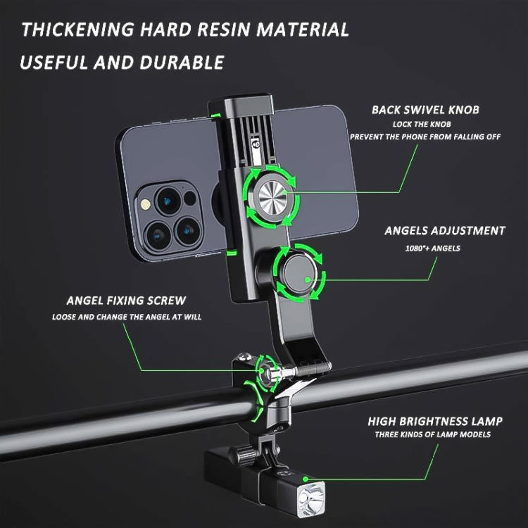 Motorcycle Spherical Compass Phone Holder, Handlebar with Light (Black) - Holder by PMC TechLife | Online Shopping South Africa | PMC TechLife | Buy Now Pay Later Mobicred