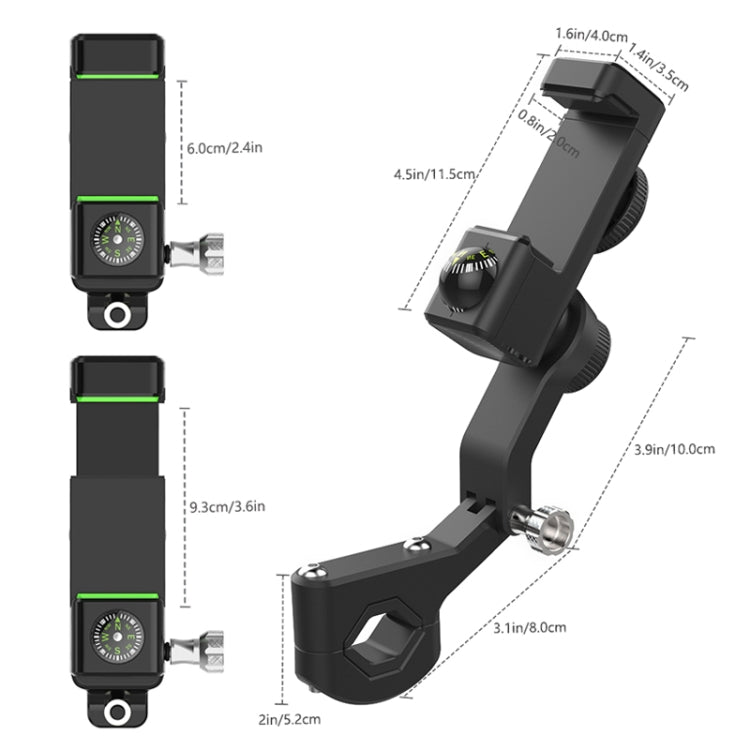 Motorcycle Spherical Compass Phone Holder, Handlebar without Light (Black) - Holder by PMC TechLife | Online Shopping South Africa | PMC TechLife | Buy Now Pay Later Mobicred
