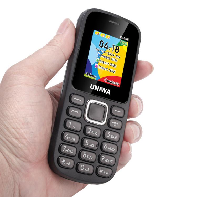 UNIWA E1808 Elder Keypad Phone, 1.77 inch SC6531E, LED Flashlight, 21 Keys, Network: 2G, Triple SIM, EU Plug (Blue) - free shipping - PMc TechLife - Order now!