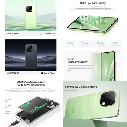 [HK Warehouse] UMIDIGI G9C, 6GB+128GB, Face ID & Side Fingerprint Identification, 6.75 inch Android 14 MediaTek Helio G36 Octa Core, Network: 4G (Green) - UMIDIGI by UMIDIGI | Online Shopping South Africa | PMC Jewellery | Buy Now Pay Later Mobicred