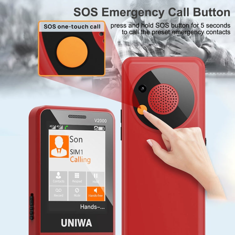 UNIWA V2000 Elder Keypad Phone, 2.4 inch Unisoc T107, 1700mAh Battery, LED Flashlight, SOS, Network: 4G, AU Plug (Blue) - UNIWA by UNIWA | Online Shopping South Africa | PMC Jewellery | Buy Now Pay Later Mobicred