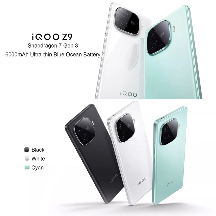 vivo iQOO Z9, Dual Back Cameras, 12GB+256GB, Face ID Screen Fingerprint Identification, 6.78 inch Android 14.0 OriginOS 4 Snapdragon 7 Gen 3 Octa Core 2.63GHz, OTG, NFC, Network: 5G, Support Google Play (Black) - vivo by vivo | Online Shopping South Africa | PMC Jewellery | Buy Now Pay Later Mobicred