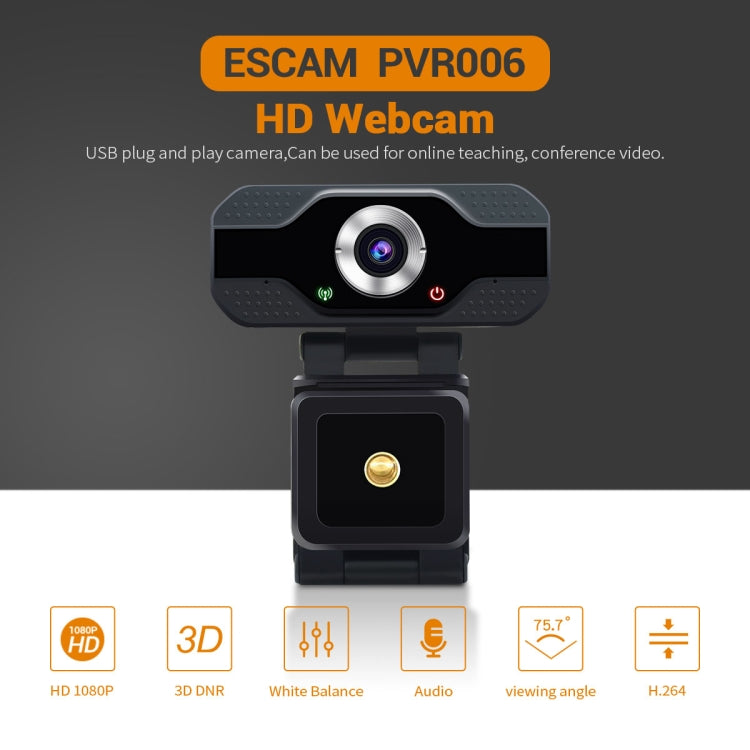 ESCAM PVR006 HD 1080P USB2.0 HD Webcam with Microphone for PC - HD Camera by ESCAM | Online Shopping South Africa | PMC Jewellery | Buy Now Pay Later Mobicred