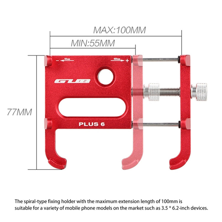 GUB Plus 6 Aluminum Alloy MTB Bike Bicycle Phone Holder(Black Red) - Holders by GUB | Online Shopping South Africa | PMC Jewellery | Buy Now Pay Later Mobicred