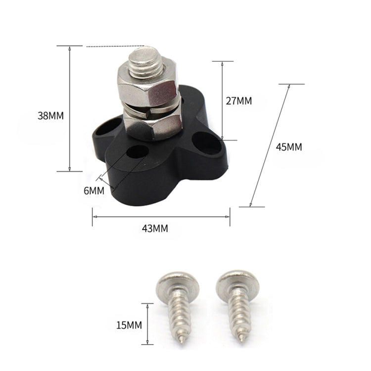 Single Heavy-Duty Terminal Studs Black  M10 Bus Bar for Car / RV / Boat - Booster Cable & Clip by PMC TechLife | Online Shopping South Africa | PMC TechLife | Buy Now Pay Later Mobicred