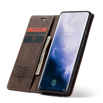 CaseMe-013 Multifunctional Retro Frosted Horizontal Flip Leather Case for OnePlus 7 Pro, with Card Slot & Holder & Zipper Wallet & Photo Frame(Coffee) - OnePlus Cases by CaseMe | Online Shopping South Africa | PMC Jewellery | Buy Now Pay Later Mobicred