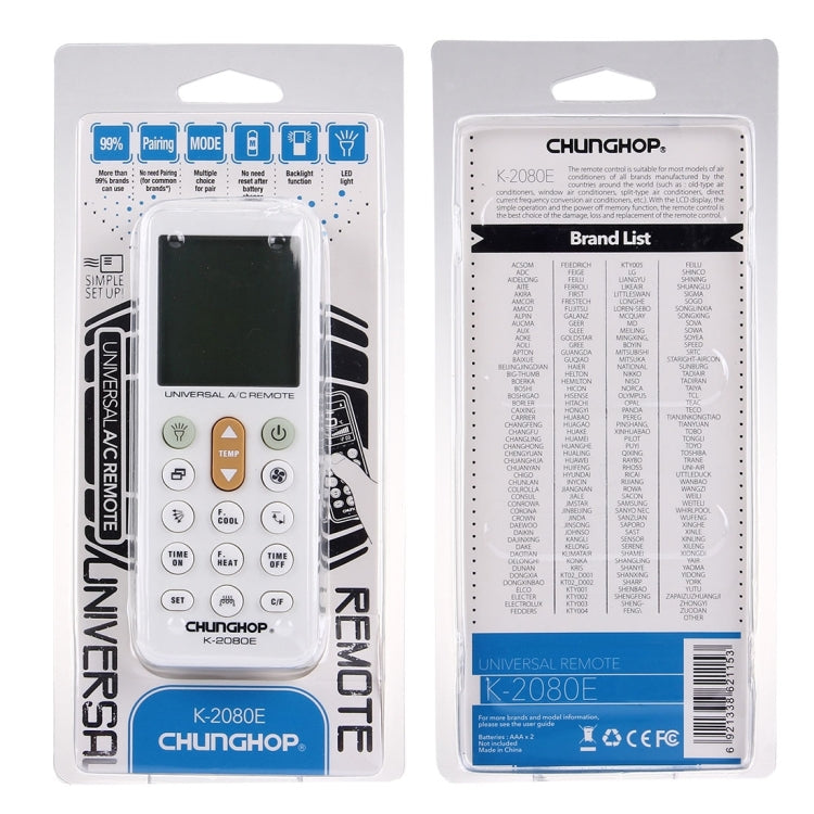 CHUNGHOP K-2080E Universal LCD Air-Conditioner Remote Controller - Air-Conditioner by CHUNGHOP | Online Shopping South Africa | PMc TechLife | Buy Now Pay Later Mobicred