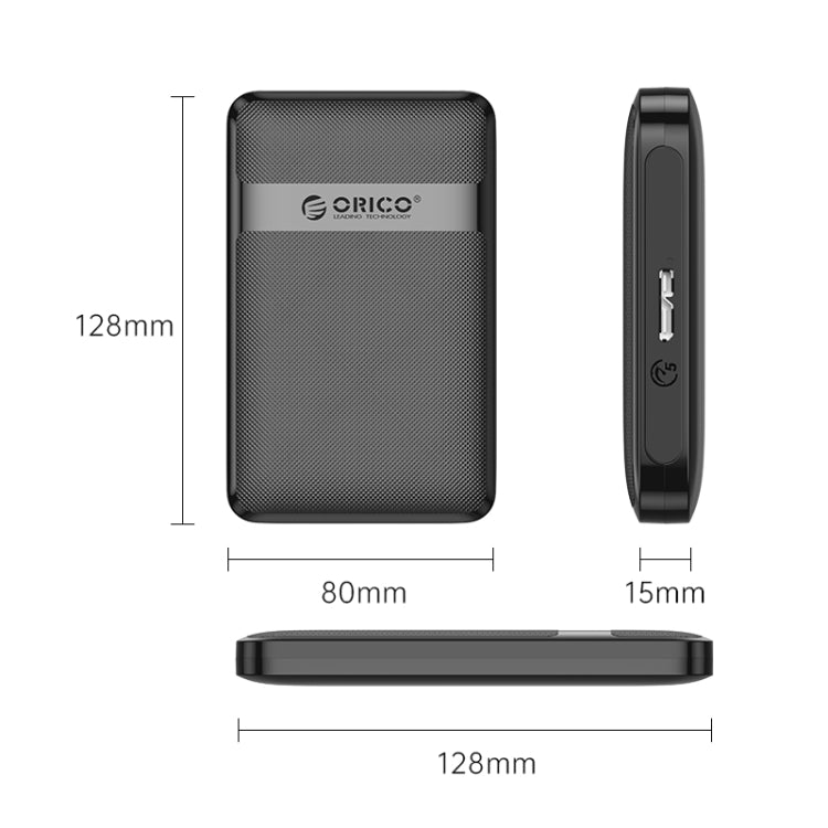 ORICO 2577U3-V1 Grid Texture Design 2.5 inch USB3.0 Micro-B Hard Drive Enclosure Box(Black) - HDD Enclosure by ORICO | Online Shopping South Africa | PMC TechLife | Buy Now Pay Later Mobicred