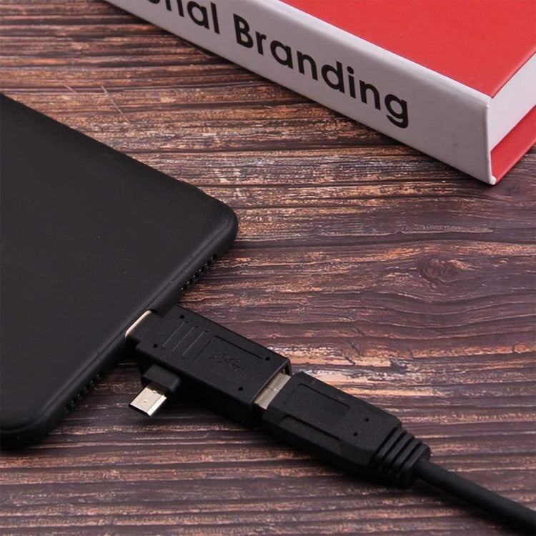 USB-C / Type-C Male + Micro USB Male to USB 2.0 Female Adapter(Black) - USB Adapter by PMC TechLife | Online Shopping South Africa | PMC TechLife