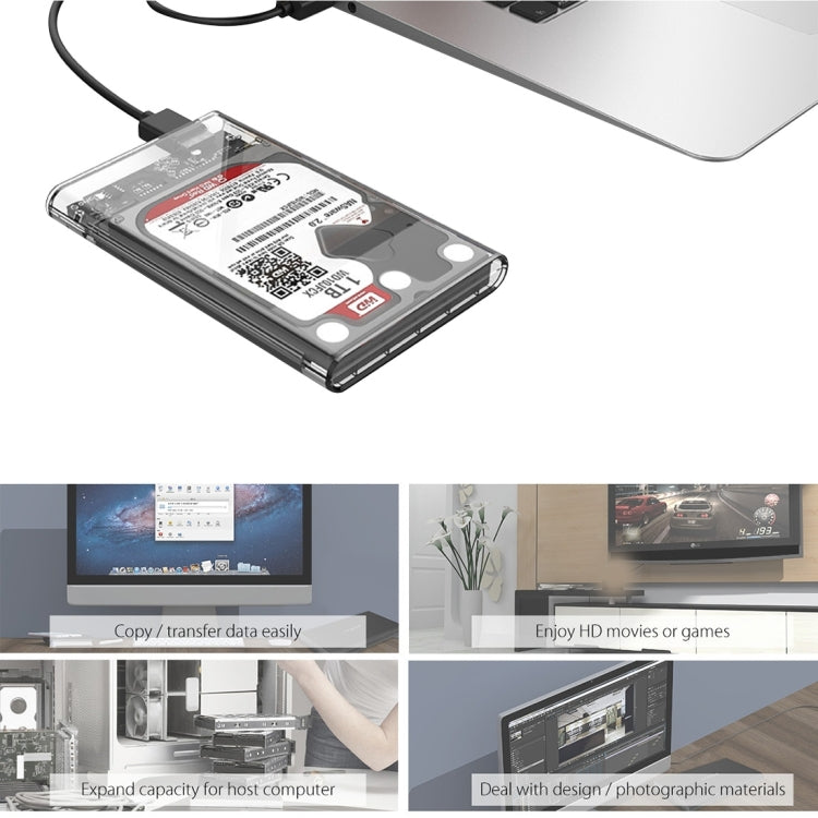 ORICO 2139U3-CR USB3.0 Transparent External Hard Disk Box Storage Case for 9.5mm 2.5 inch SATA HDD / SSD - HDD Enclosure by ORICO | Online Shopping South Africa | PMC TechLife | Buy Now Pay Later Mobicred