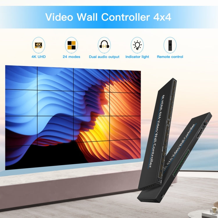 NK-H44 4K Ultra HD 4X4 HDMI Video Wall Controller Multi-screen Splicing Processor (EU Plug) - Splitter by PMC Jewellery | Online Shopping South Africa | PMC Jewellery