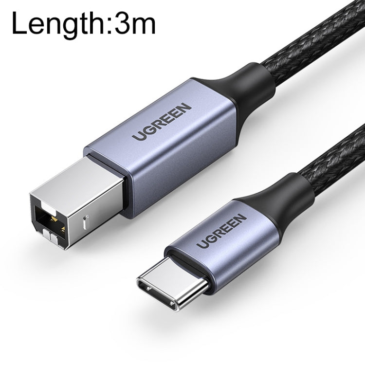 Ugreen Type-C / USB-C to Type-B Printer Nylon Braid Connect Data Cable, Length: 3m - USB Cable by UGREEN | Online Shopping South Africa | PMC Jewellery | Buy Now Pay Later Mobicred