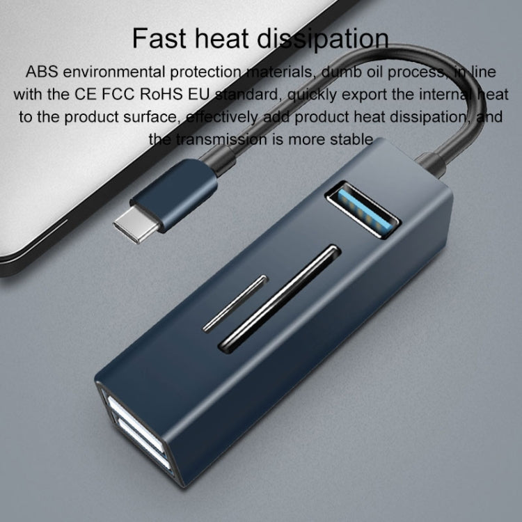 15102 5 in 1 USB-C / Type-C to USB3.0 + SD / TF Card Reader HUB Adapter (Silver) - USB HUB by PMC TechLife | Online Shopping South Africa | PMC TechLife | Buy Now Pay Later Mobicred