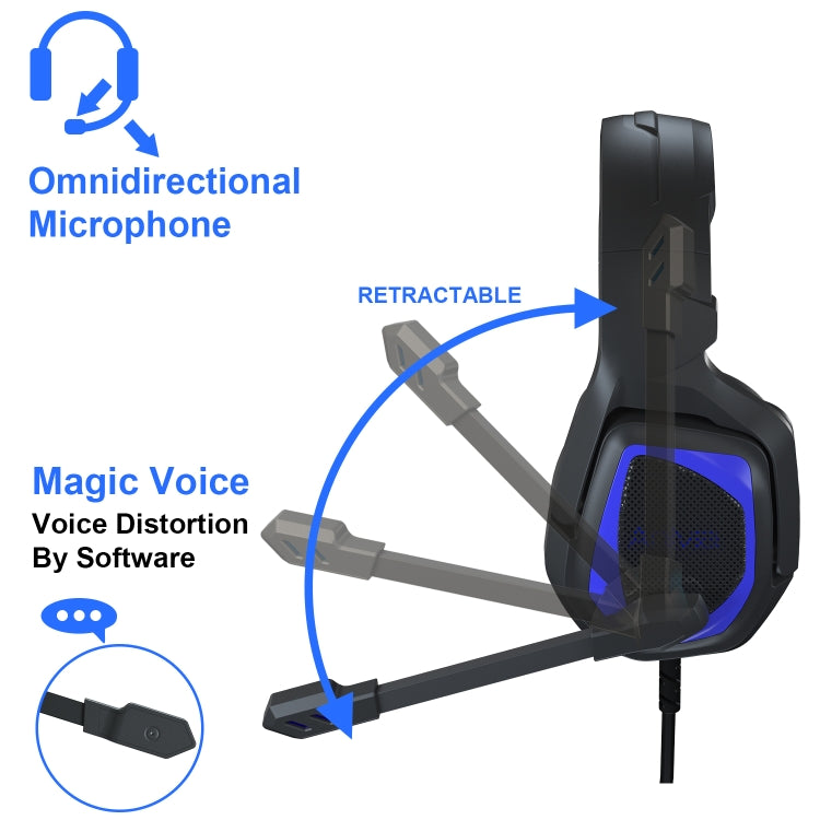 SADES MH602 3.5mm Plug Wire-controlled E-sports Gaming Headset with Retractable Microphone, Cable Length: 2.2m(Black Blue) - Multimedia Headset by SADES | Online Shopping South Africa | PMC Jewellery | Buy Now Pay Later Mobicred