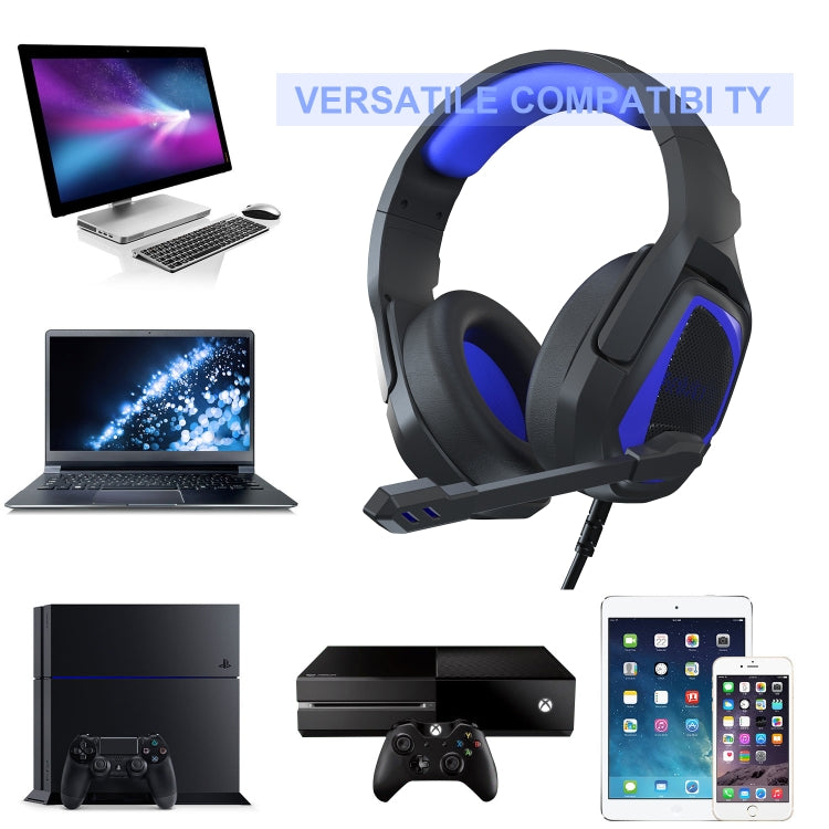 SADES MH602 3.5mm Plug Wire-controlled E-sports Gaming Headset with Retractable Microphone, Cable Length: 2.2m(Black Blue) - Multimedia Headset by SADES | Online Shopping South Africa | PMC Jewellery | Buy Now Pay Later Mobicred