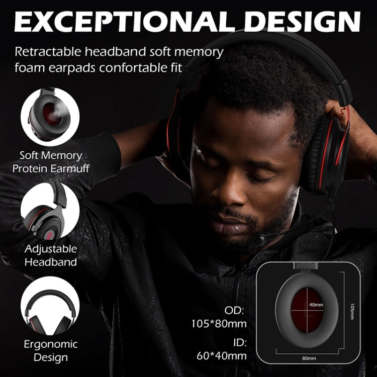 EKSA E900 Pro 7.1 Gaming Wire-Controlled Head-mounted USB Luminous Gaming Headset with Microphone(Black) - free shipping - PMC TechLife - Order now!