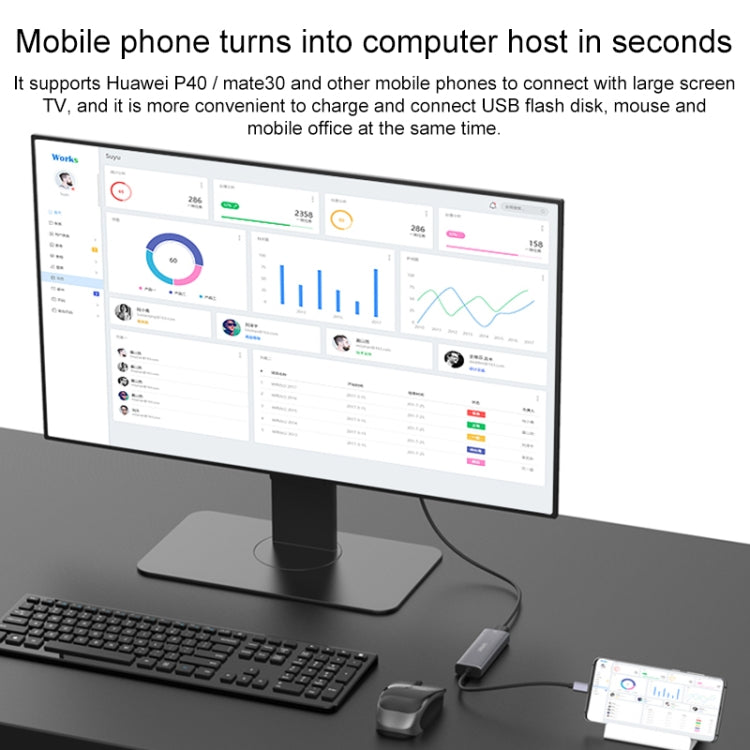 Onten OT-95123 5 in 1 Multifunctional Type-C + USB + HDMI Docking Station, Cable Length: 145mm(Silver) - free shipping - PMC Jewellery - Order now!