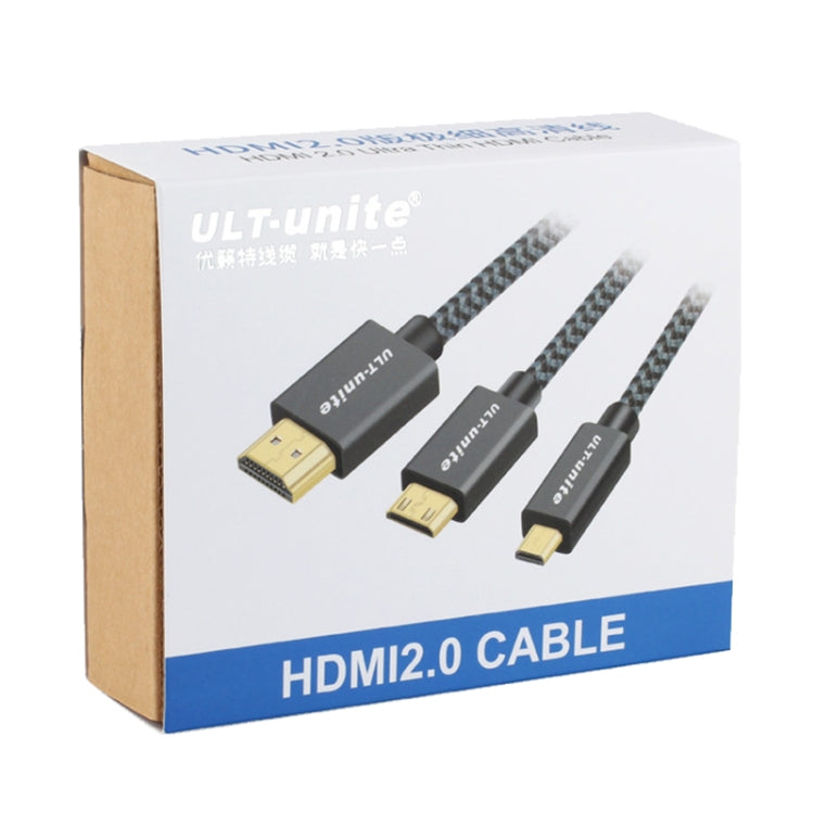 ULT-unite Gold-plated Head HDMI 2.0 Male to Male Nylon Braided Cable, Cable Length: 3m(Black) - Cable by ult-unite | Online Shopping South Africa | PMC Jewellery | Buy Now Pay Later Mobicred