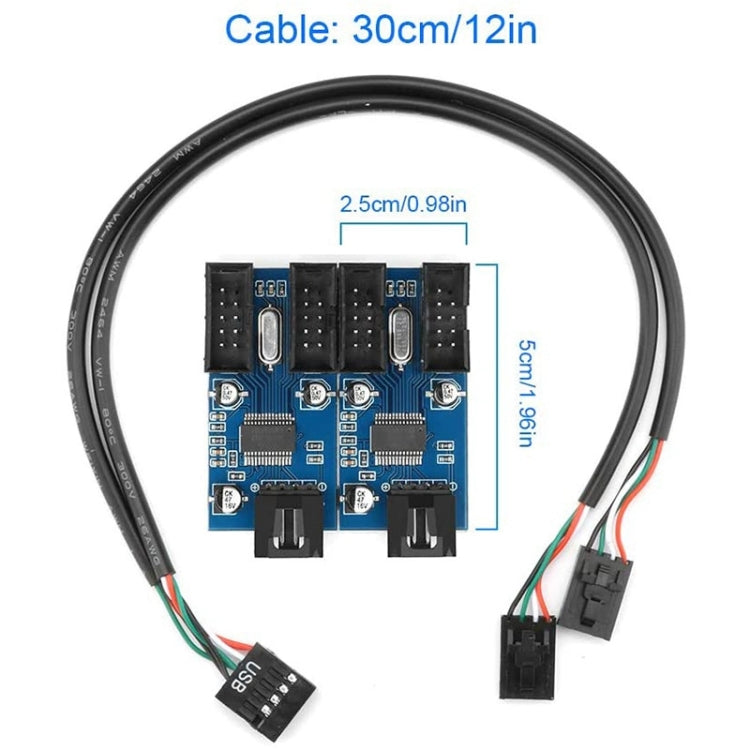 Rocketek HC427 9 Pin USB2.0 HUB Adapter One-to-Four Splitter Circuit Board - USB 2.0 HUB by ROCKETEK | Online Shopping South Africa | PMC TechLife | Buy Now Pay Later Mobicred