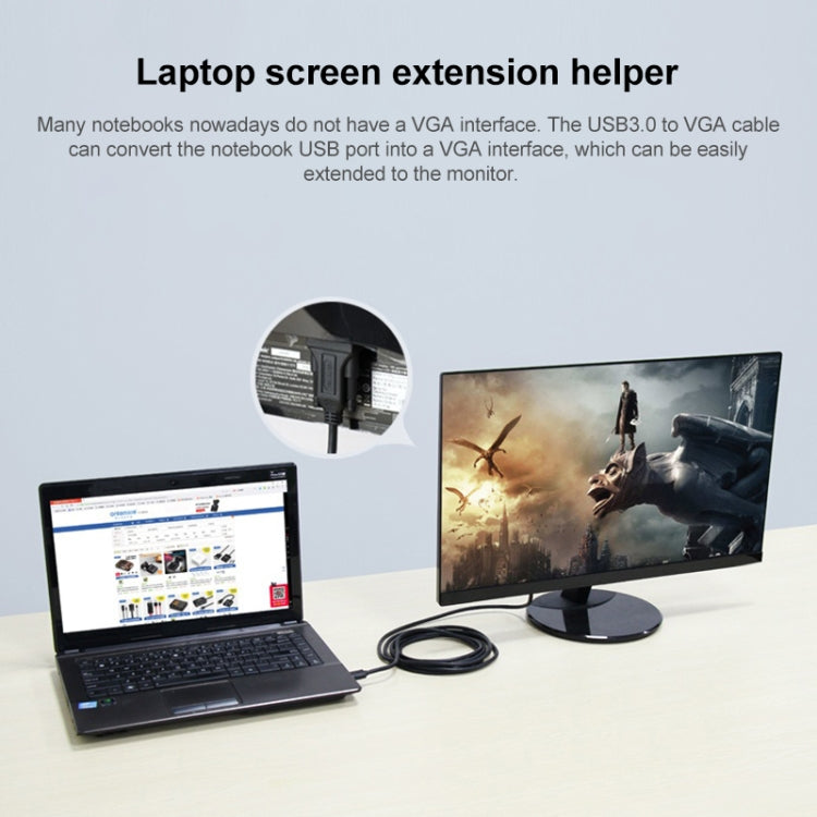 1.8m USB3.0 to VGA Converter Extension Cable - Converter by PMC TechLife | Online Shopping South Africa | PMC TechLife