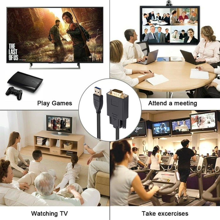 1.8m USB3.0 to VGA Converter Extension Cable - Converter by PMC TechLife | Online Shopping South Africa | PMC TechLife