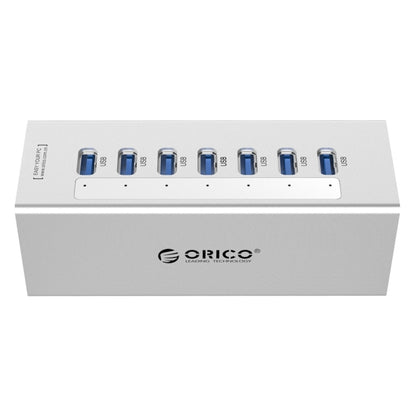 ORICO A3H7 Aluminum High Speed 7 Ports USB 3.0 HUB with 12V/2.5A Power Supply for Laptops(Silver) - USB 3.0 HUB by ORICO | Online Shopping South Africa | PMC Jewellery | Buy Now Pay Later Mobicred